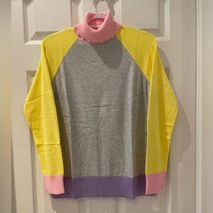 Charter Club multi coloured turtleneck with pearls sweater